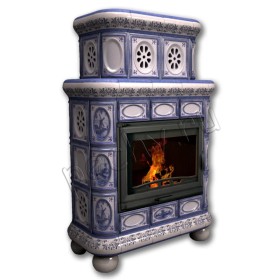 Печь-камин МЕДАЛЬОН пристенный двухъярусный (цвет изразцов художественная роспись Голландия) КИМРпечь                